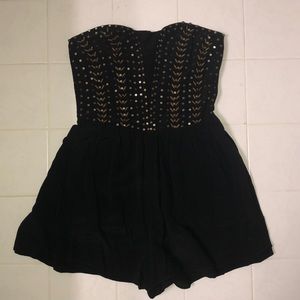 Black strapless romper, size small